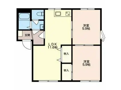 サンモール塚本(2LDK/1階)の間取り写真