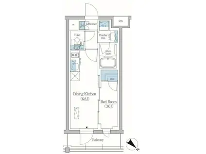 プライムブリス品川旗の台(1DK/1階)の間取り写真
