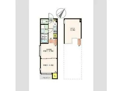 ハーモニーテラス新田8(1DK/1階)の間取り写真