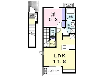 ビバリーヒルズ(1LDK/2階)の間取り写真