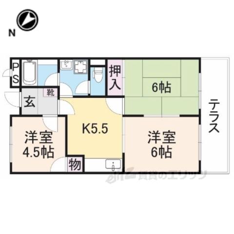 ライオンズハイツ高宮(3DK/2階)の間取り写真