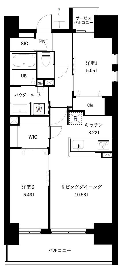 アーバンパーク谷在家(2LDK/7階)の間取り写真
