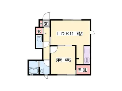 シャーメゾン西庄(1LDK/1階)の間取り写真