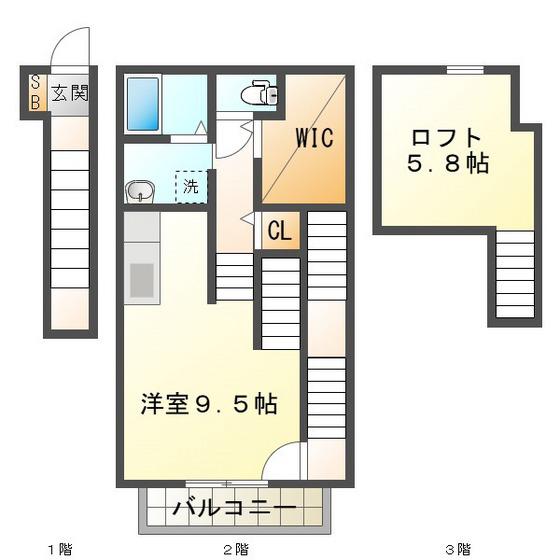 LASTING ROSE東日野(ワンルーム/2階)の間取り写真