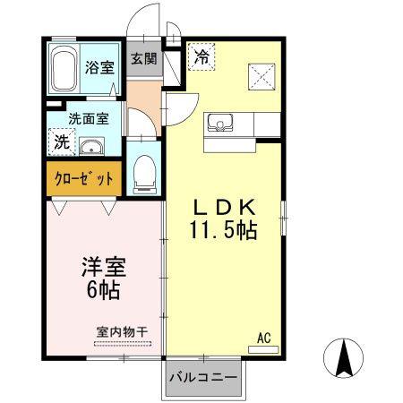 サンライズ(1LDK/1階)の間取り写真