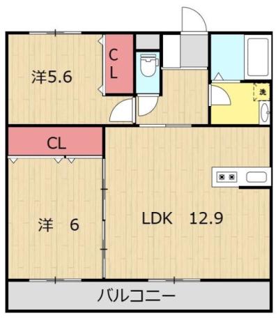 ユーライズマンション(2LDK/2階)の間取り写真