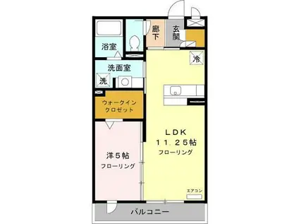 バラディー伏見(1LDK/1階)の間取り写真