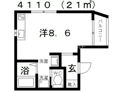 カームメゾン(ワンルーム/3階)の間取り写真