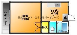 タカシマハイツA(1K/1階)の間取り写真