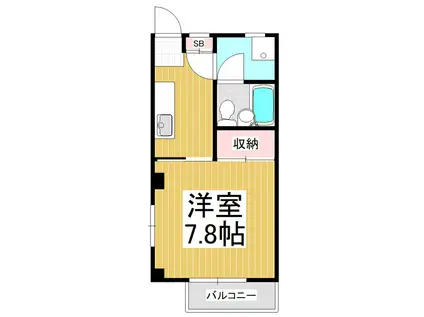 アパートメントハウスY(1K/2階)の間取り写真