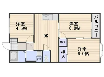 リレイズ葉月I(3DK/1階)の間取り写真