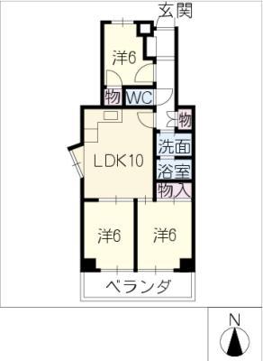 ピアネーズ東町(3LDK/4階)の間取り写真