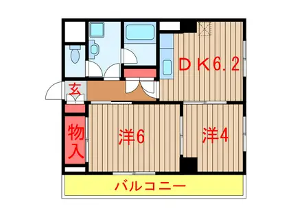 THスクエア習志野(2DK/3階)の間取り写真