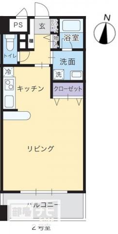 なかよしマンション林町(1K/2階)の間取り写真