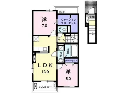 クラウンスクエア(2LDK/2階)の間取り写真