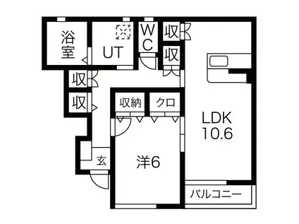 シュエット(1LDK/1階)の間取り写真