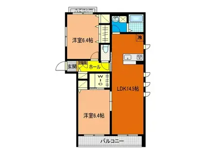 グラン エシェゾー(2LDK/2階)の間取り写真