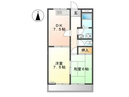 グリーンハイツ(2DK/2階)の間取り写真