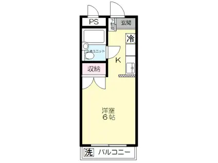 シャトル中村(1K/2階)の間取り写真