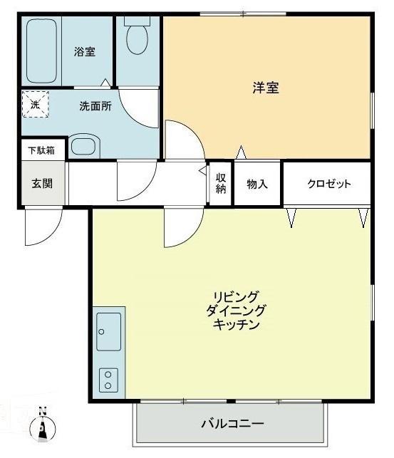 フォブール松本A(1LDK/2階)の間取り写真