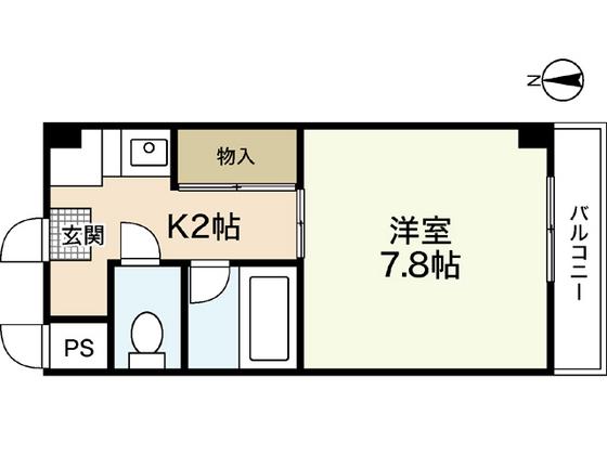東幸ビル(1K/2階)の間取り写真