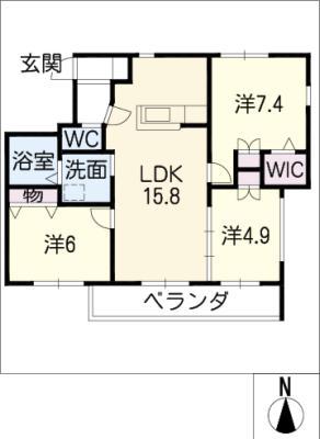 ウッディーコトー猫ヶ洞(3LDK/3階)の間取り写真