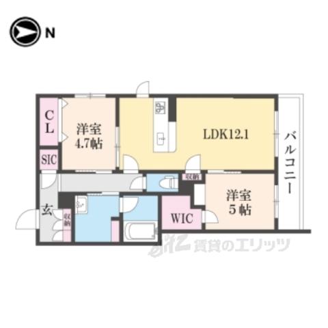 SHAMAISON リバーヒルズ(2LDK/2階)の間取り写真