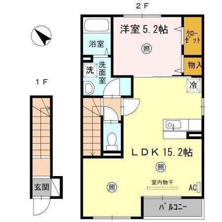 アゼリア福吉(1LDK/2階)の間取り写真