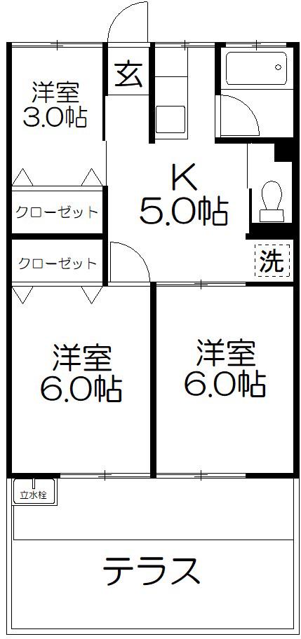 第一静和荘(3K/1階)の間取り写真