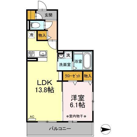 ヴィラ アメリアII(1LDK/3階)の間取り写真