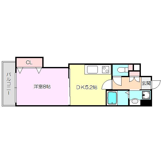 ア・ミュゼ新大阪(1DK/6階)の間取り写真