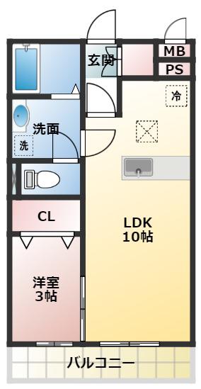 プロムナード I棟(1LDK/3階)の間取り写真
