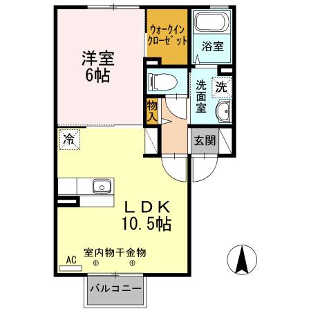 ティファニー103(1LDK/1階)の間取り写真