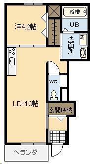 イースト・ブルー(1LDK/1階)の間取り写真