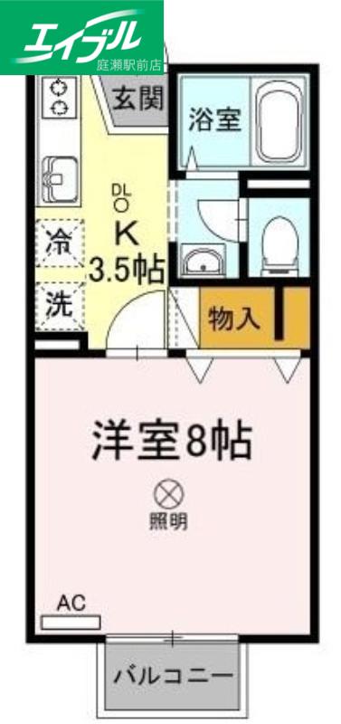 メゾンたちばなC棟(1K/2階)の間取り写真