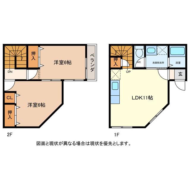 ハイツ花田(2LDK/1階)の間取り写真