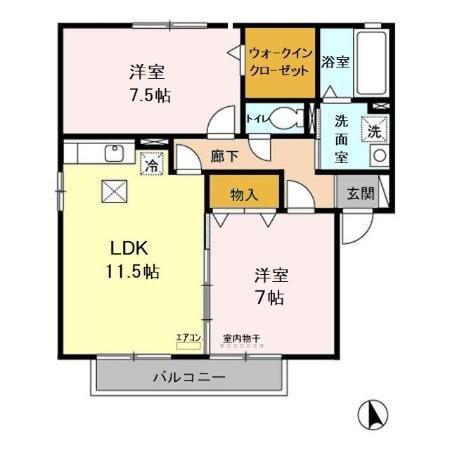 カーサフロレスタ(2LDK/1階)の間取り写真