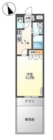 シャトレーン長府(1K/1階)の間取り写真