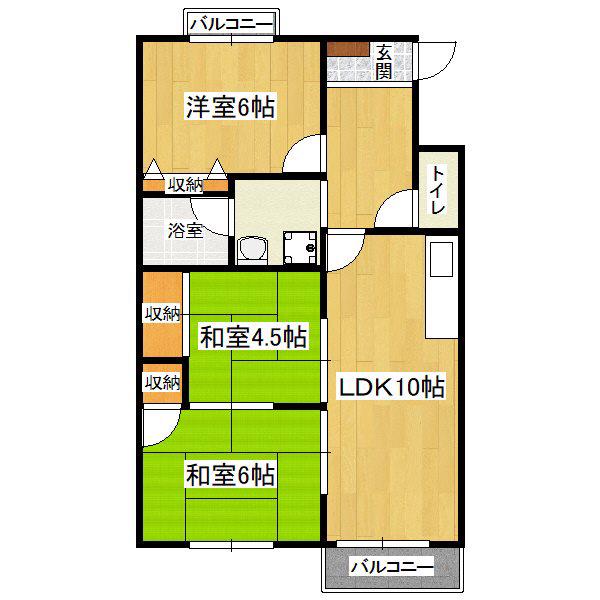 キャッスル蜂ノ壷(3LDK/3階)の間取り写真