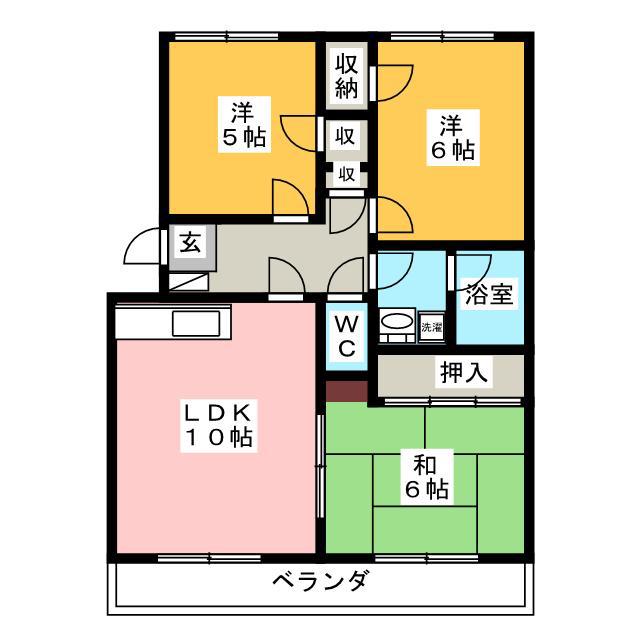 レジデンスISHII N(3LDK/3階)の間取り写真