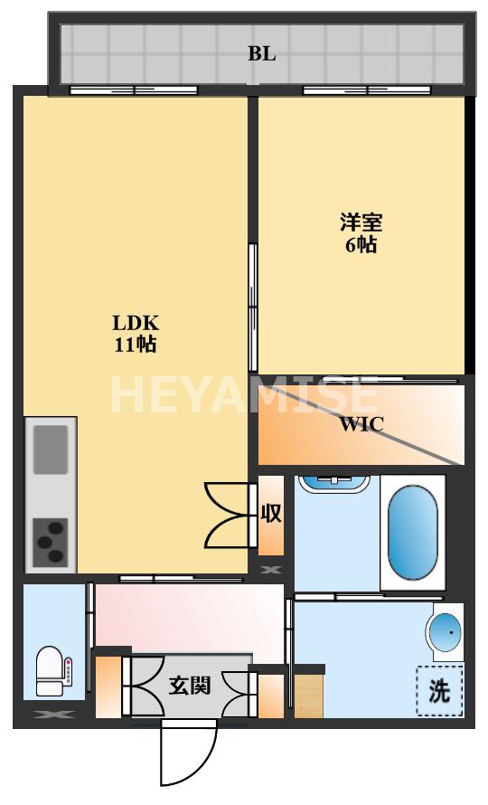 エルズコート(1LDK/7階)の間取り写真