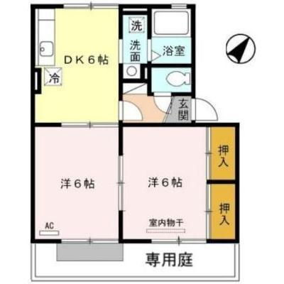 ガーデンコート田崎(2DK/1階)の間取り写真