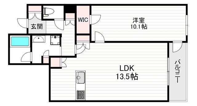 アルグラッドザ・タワー心斎橋(1LDK/32階)の間取り写真