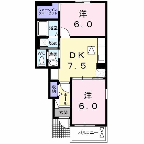 クリステルA(2DK/1階)の間取り写真