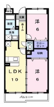 フレスクーラーK&M(2LDK/2階)の間取り写真
