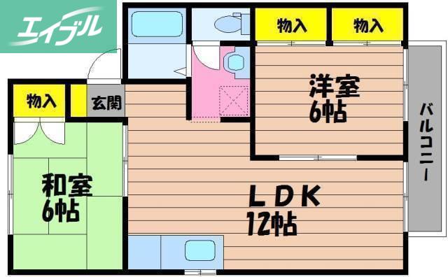 パークハウス三宅(2LDK/2階)の間取り写真