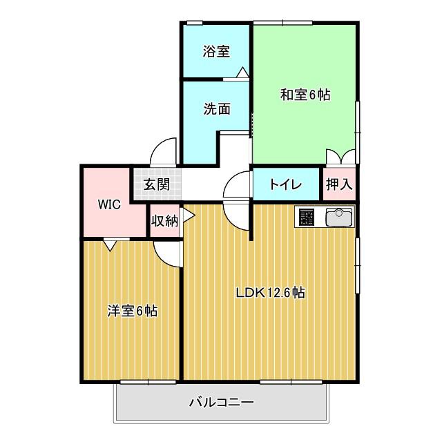 アベニール王塚(2LDK/1階)の間取り写真