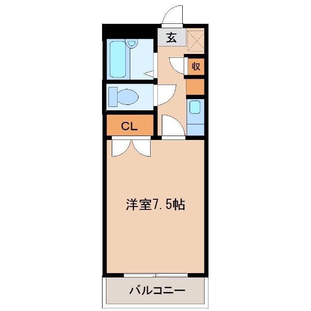 ベルトピア宮崎7(1K/5階)の間取り写真