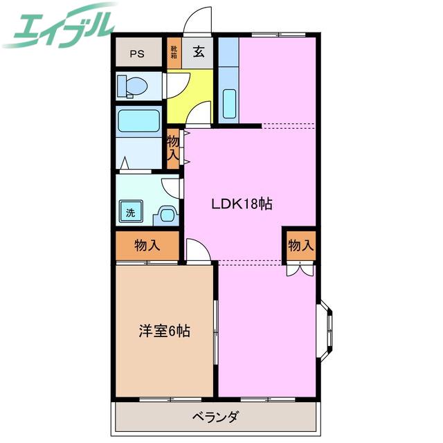 ロイヤルヒルズ21(2LDK/2階)の間取り写真