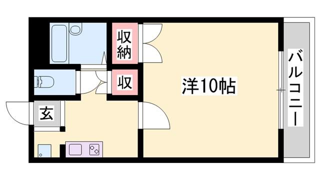 K・X御立(1K/2階)の間取り写真